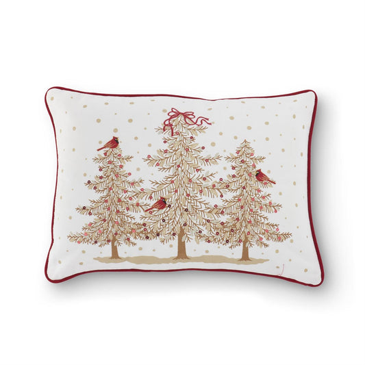 Cardinals & Trees Pillow W/Sequins Pillow - Rectangle, 18"