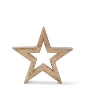 Mango Wood Star with Cutout Centers - 9"