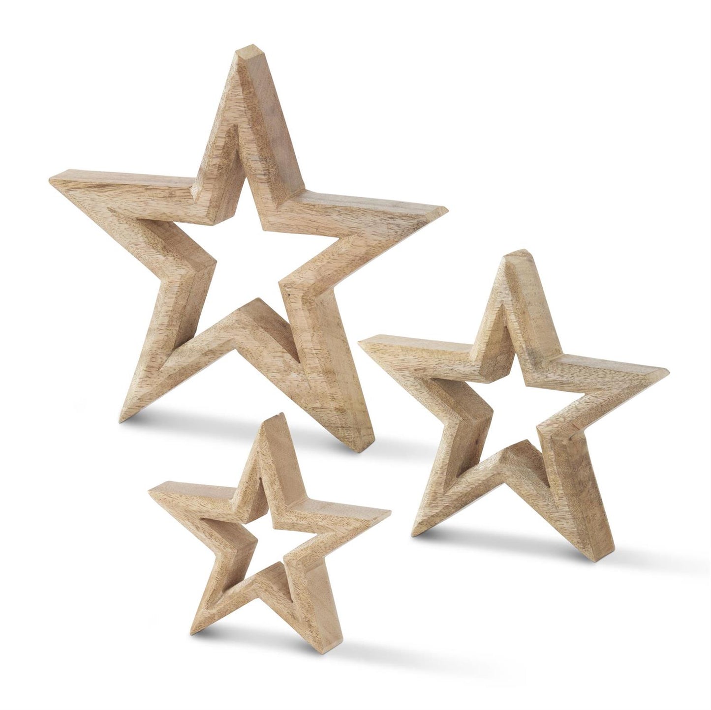 Mango Wood Star with Cutout Centers - 6.75"