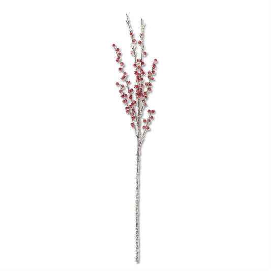 Iced Red Berry Stem - 33"