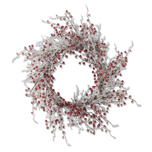 Iced Red Berry Wreath - 28"