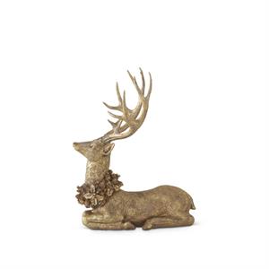 Gold Resin Deer Laying Down - 19.5"
