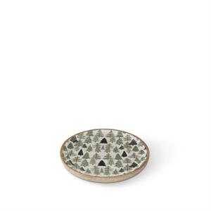 Christmas Tree Enameled Round Wood Tray - 8"
