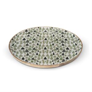 Christmas Trees Enameled Round Wood Tray - 15.5"