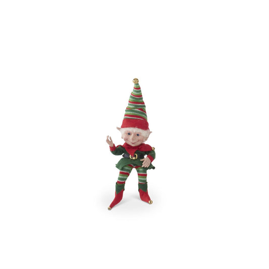 Red and Green Posable Christmas Elf - 15"