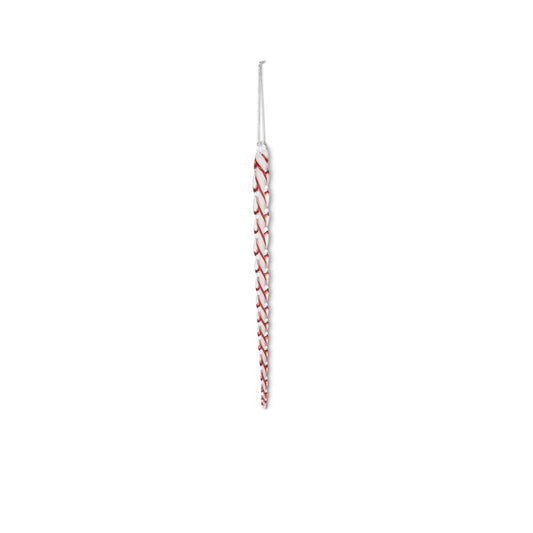 White & Red Spiral Glass Icicle Ornament - 12"