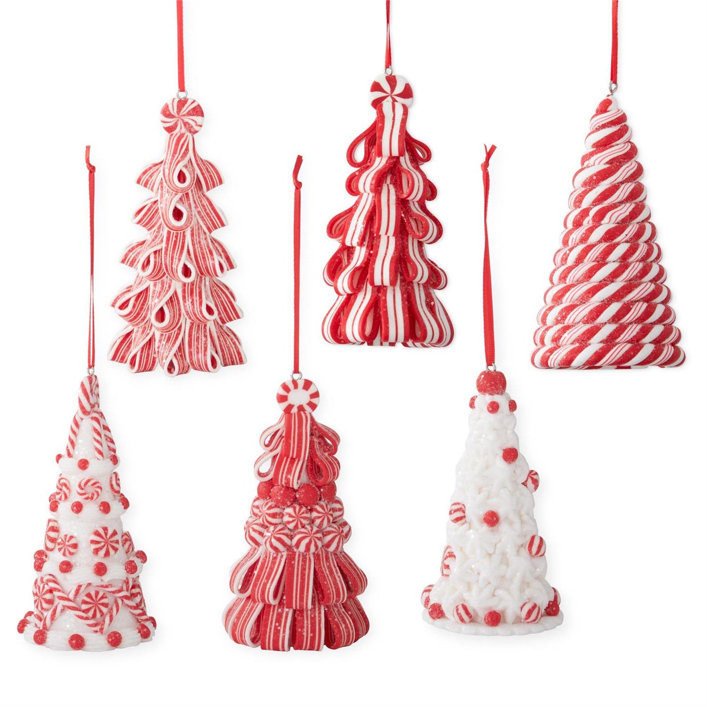 Red & White Clay Candy Tree Ornament - 6 Assorted Styles, 4.5"