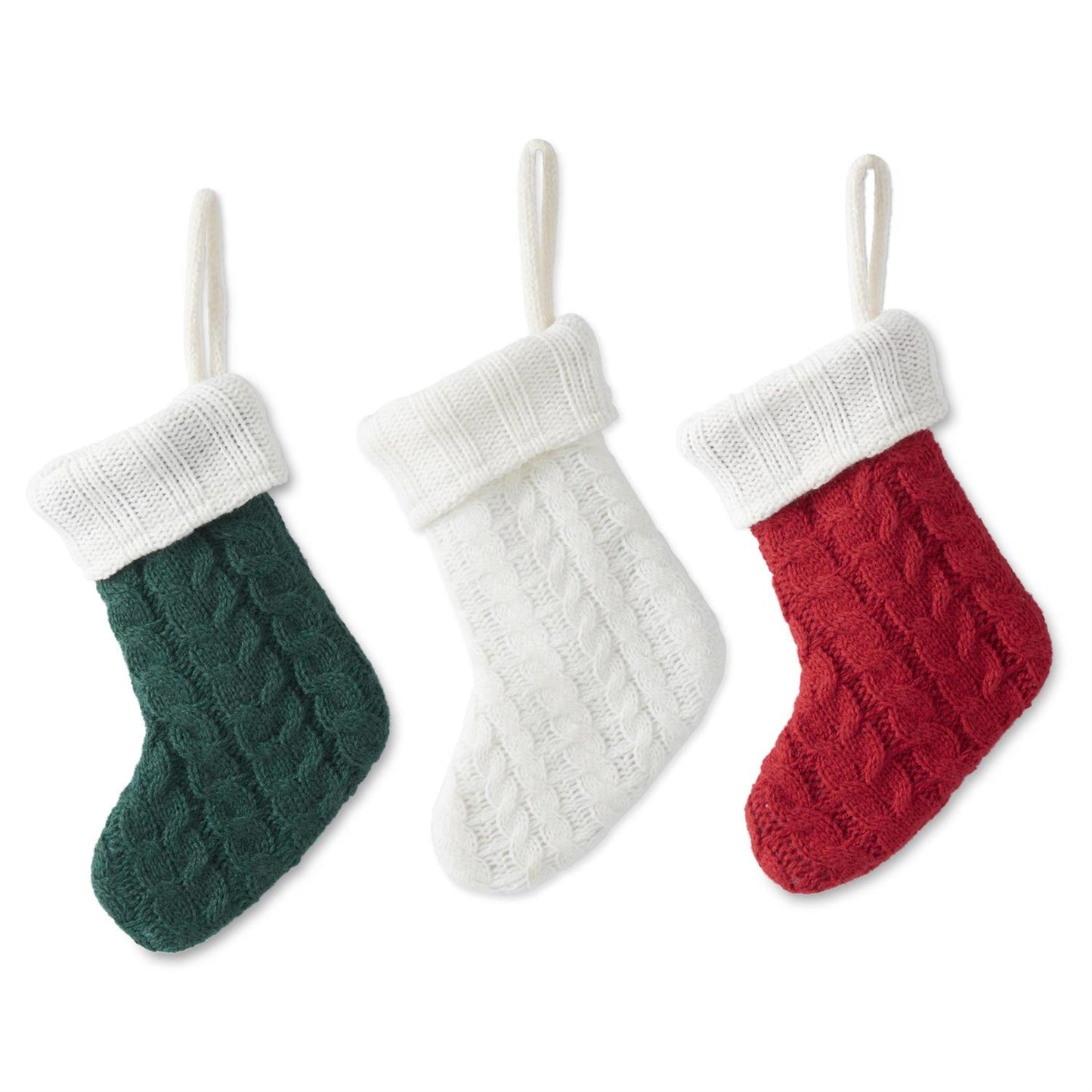 Mini Cable Knit Stockings - 6.5", 3 Assorted Colors