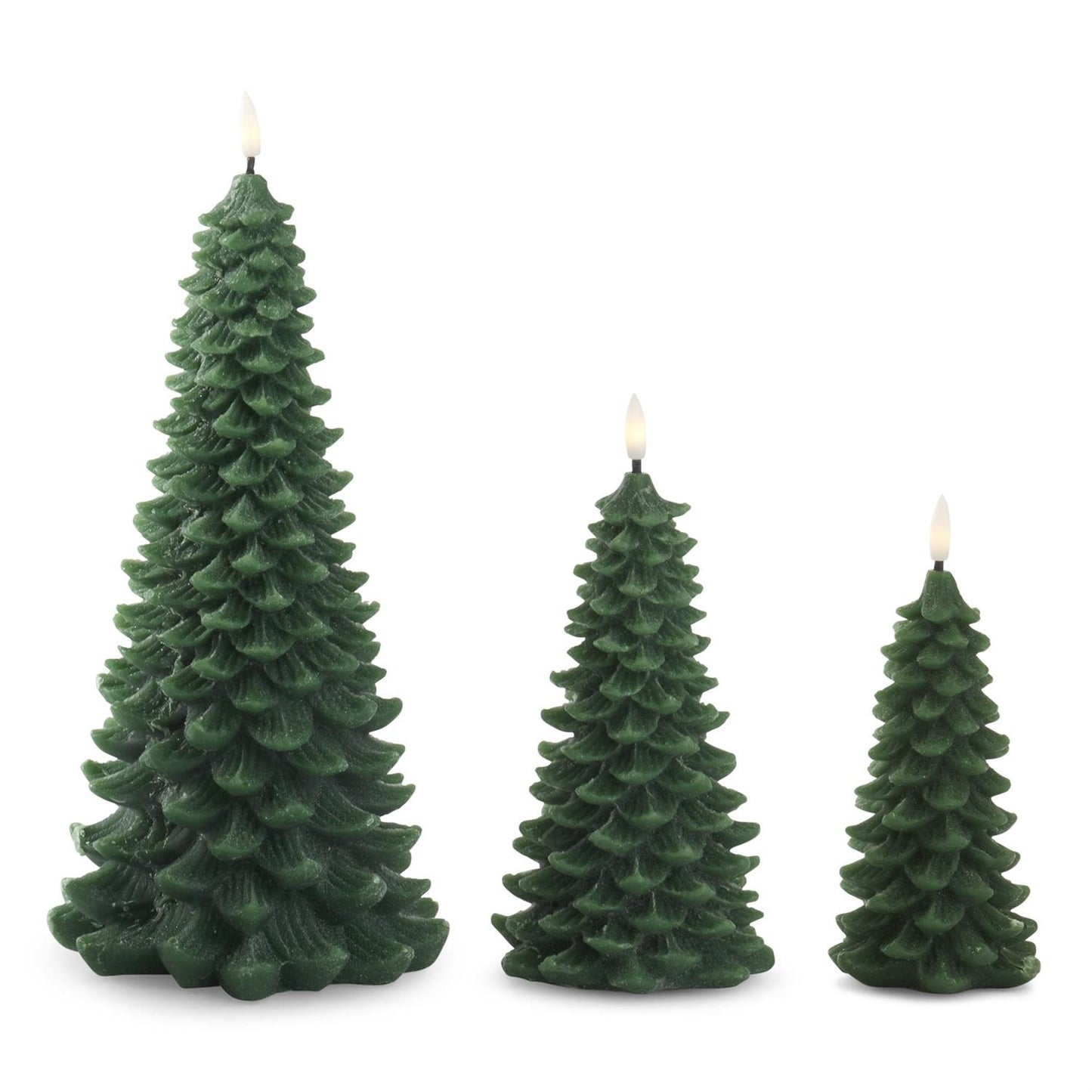 Green LED Christmas Tree Candle W/Timer - 12.25"
