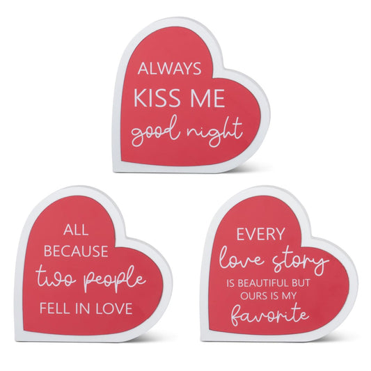 Mirrored Valentine Heart Message Signs - Assorted, 5.5"