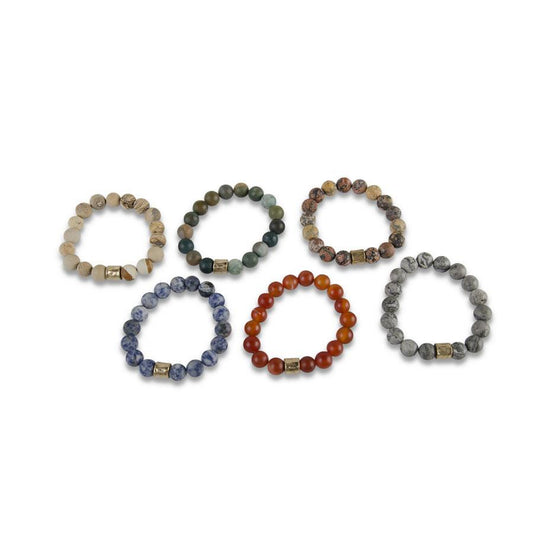 Multi Stone Stretch Bracelet - 6 Assorted Colors