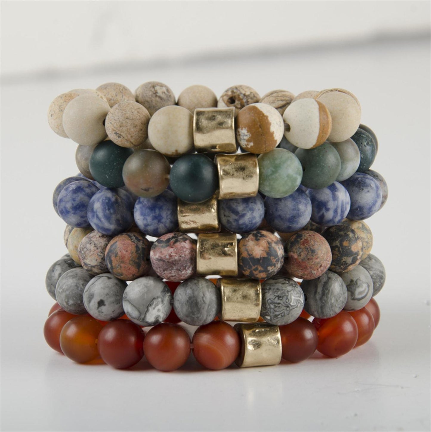 Multi Stone Stretch Bracelet - 6 Assorted Colors