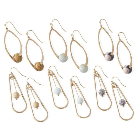 Beads in Teardrop Earrings - 6 Assorted Colors
