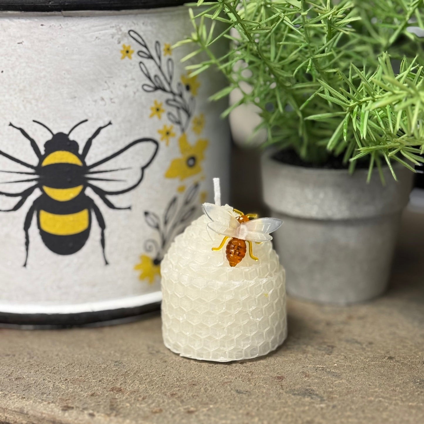 Small Beehive Beeswax Honeycomb Votive Candle, White