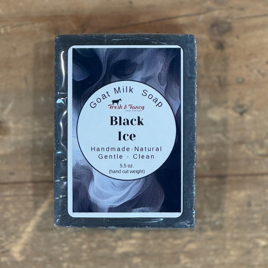 black colored bar soap with  smoky black label