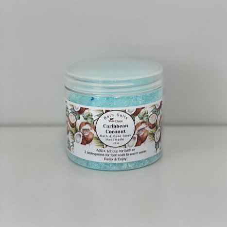 Bath and Foot Salts - Caribbean Coconut, 16oz