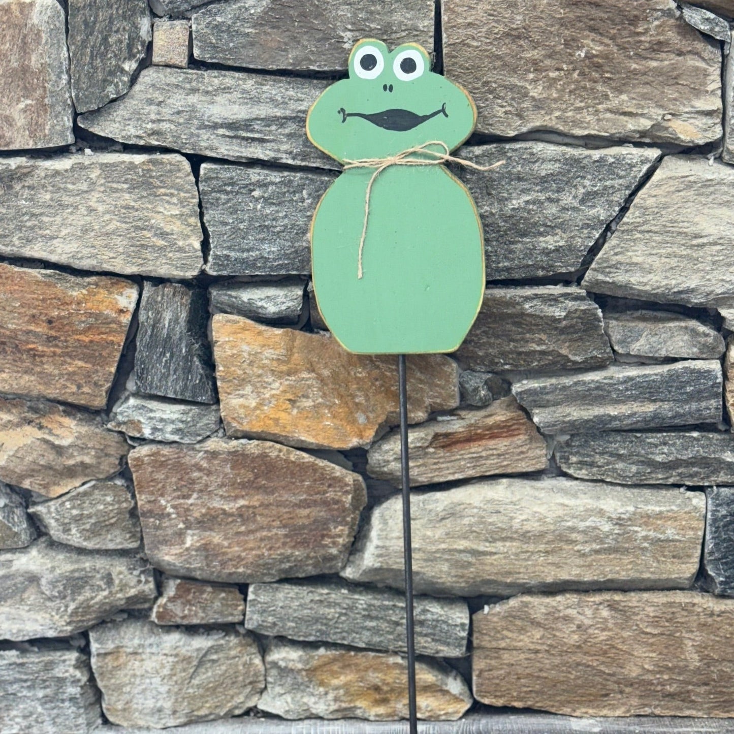 Green Frog on Stake