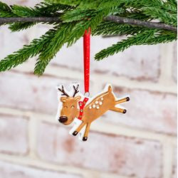 Ceramic Reindeer Ornament - 2.4"
