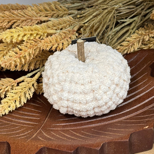 Cream Velvet Knit Filler Pumpkins - 2.5"