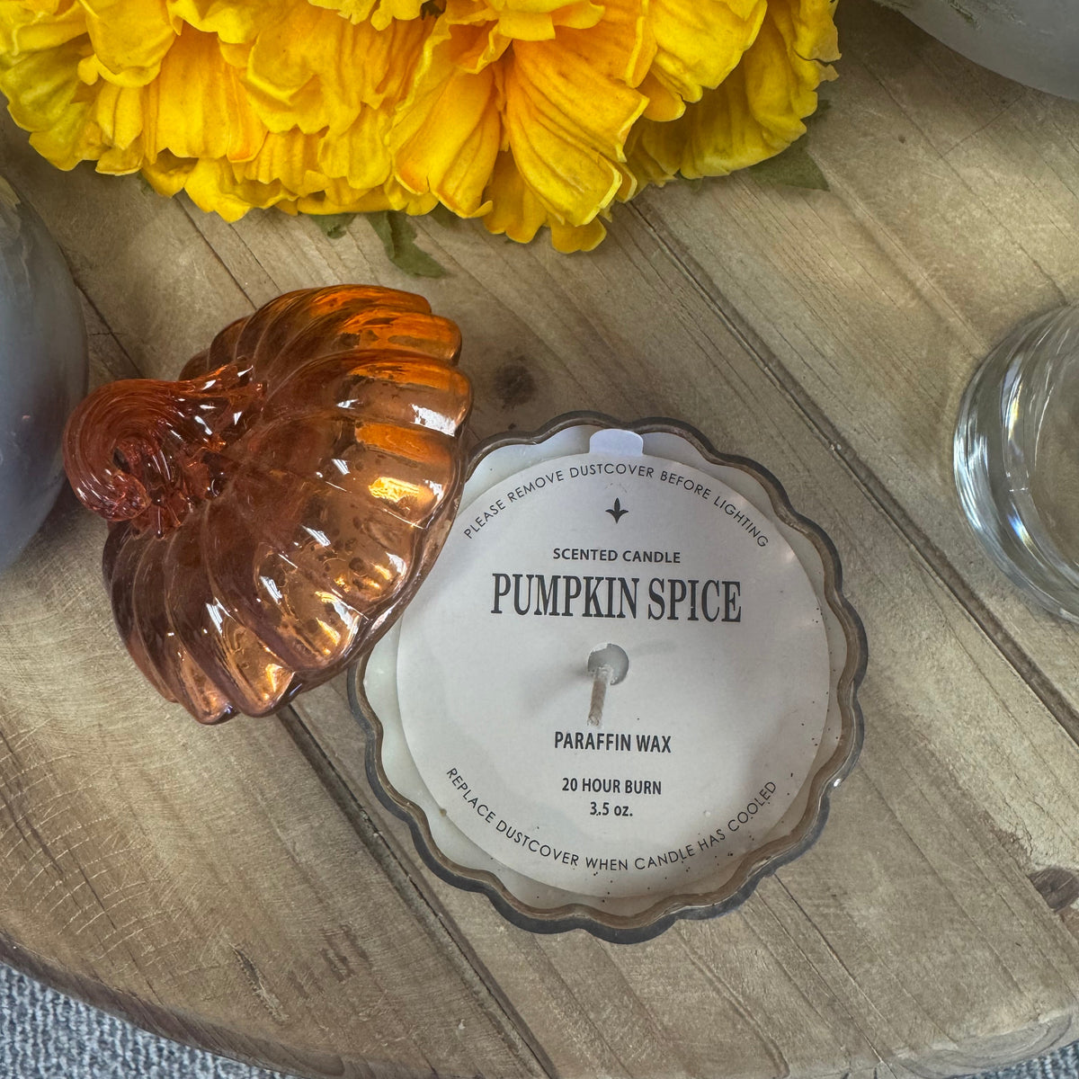 Mercury Glass Pumpkin Candle with Lid - Orange, Pumpkin Spice