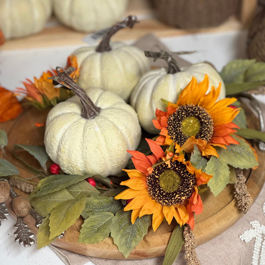 3.75" Cream Whitewashed Textured Pumpkin