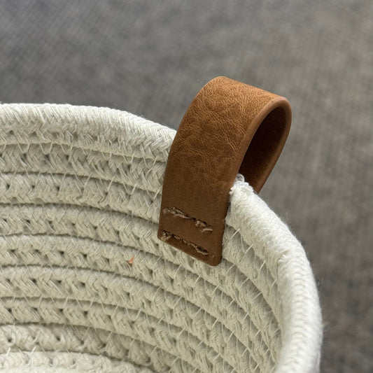 Small Fabric Basket - Ivory, 10 x 5