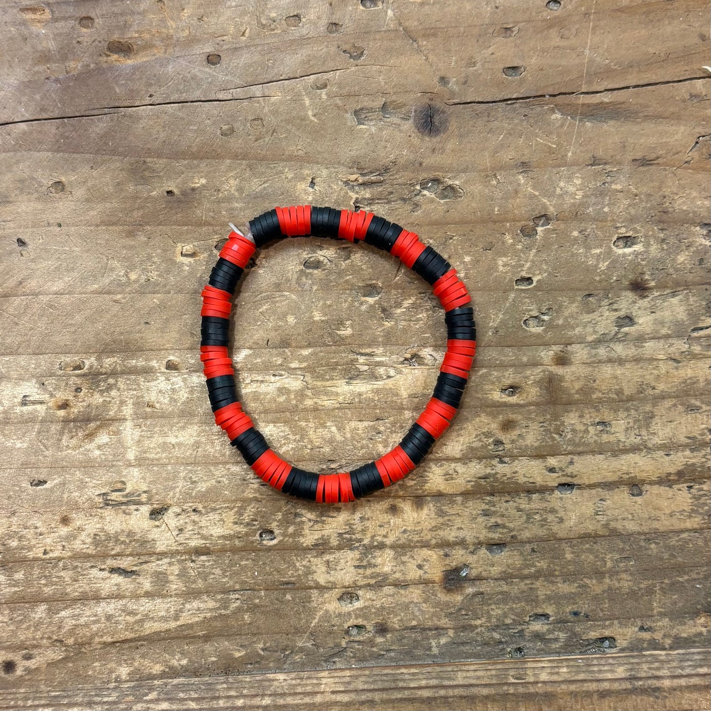 Clay Bead Bracelet - Black and Red