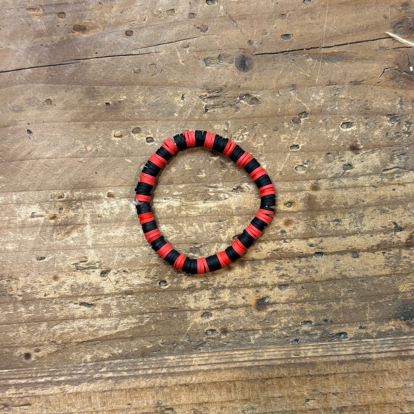 Clay Bead Bracelet - Black and Red
