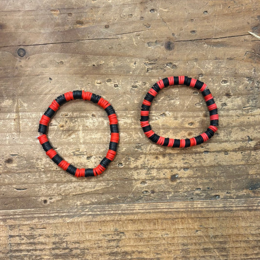 Clay Bead Bracelet - Black and Red