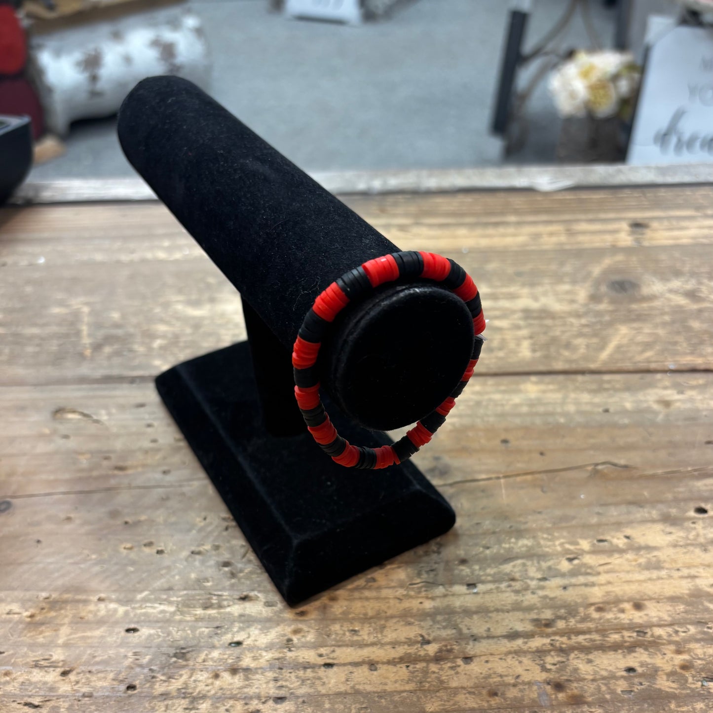Clay Bead Bracelet - Black and Red