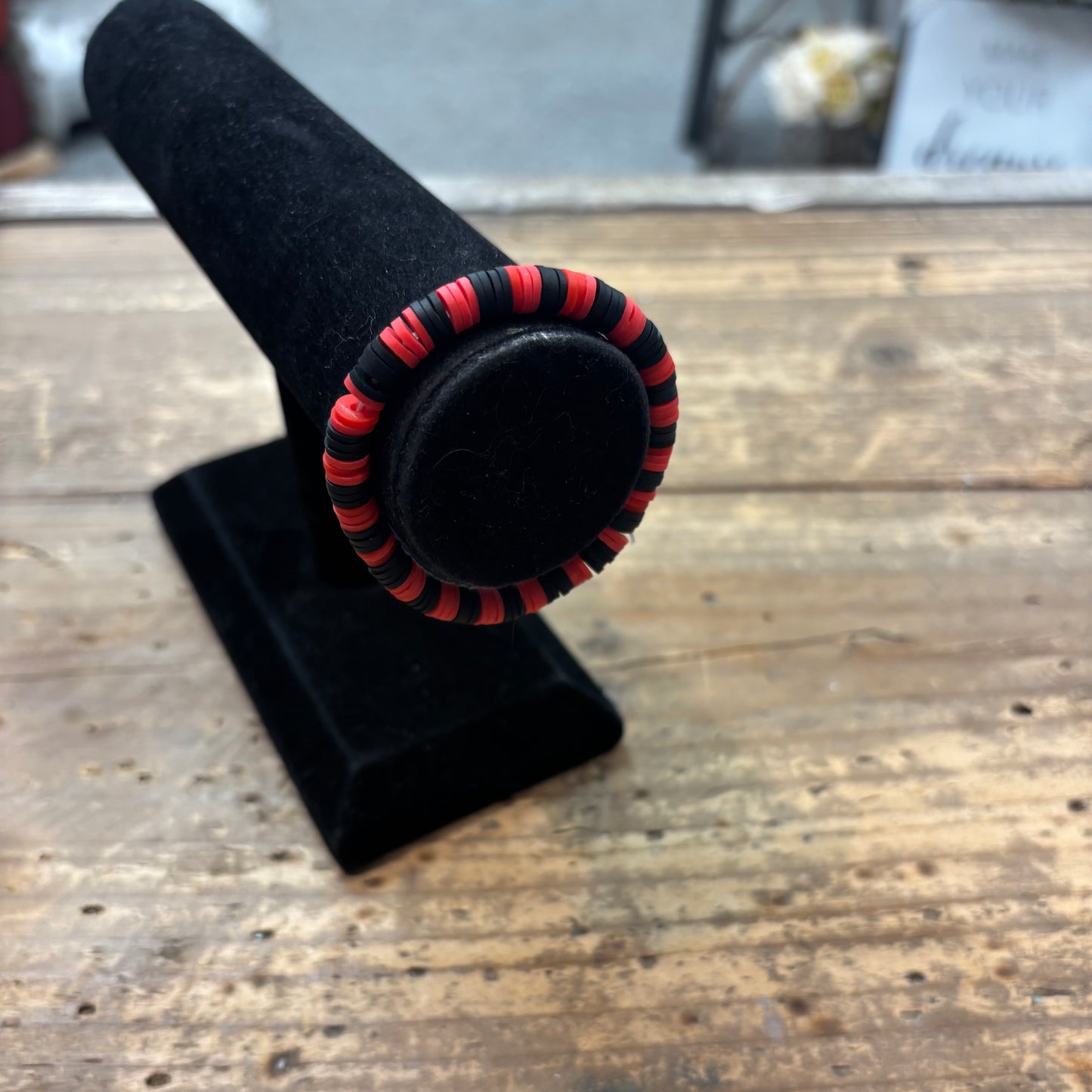 Clay Bead Bracelet - Black and Red