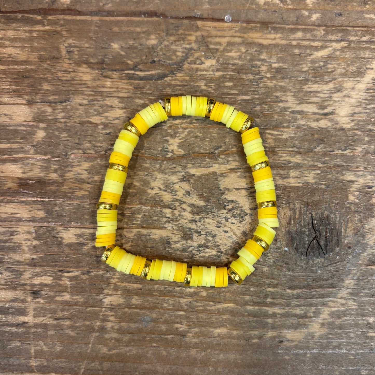 Clay Bead Bracelet - 3 Tone Yellow