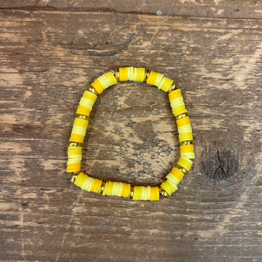 Clay Bead Bracelet - 3 Tone Yellow