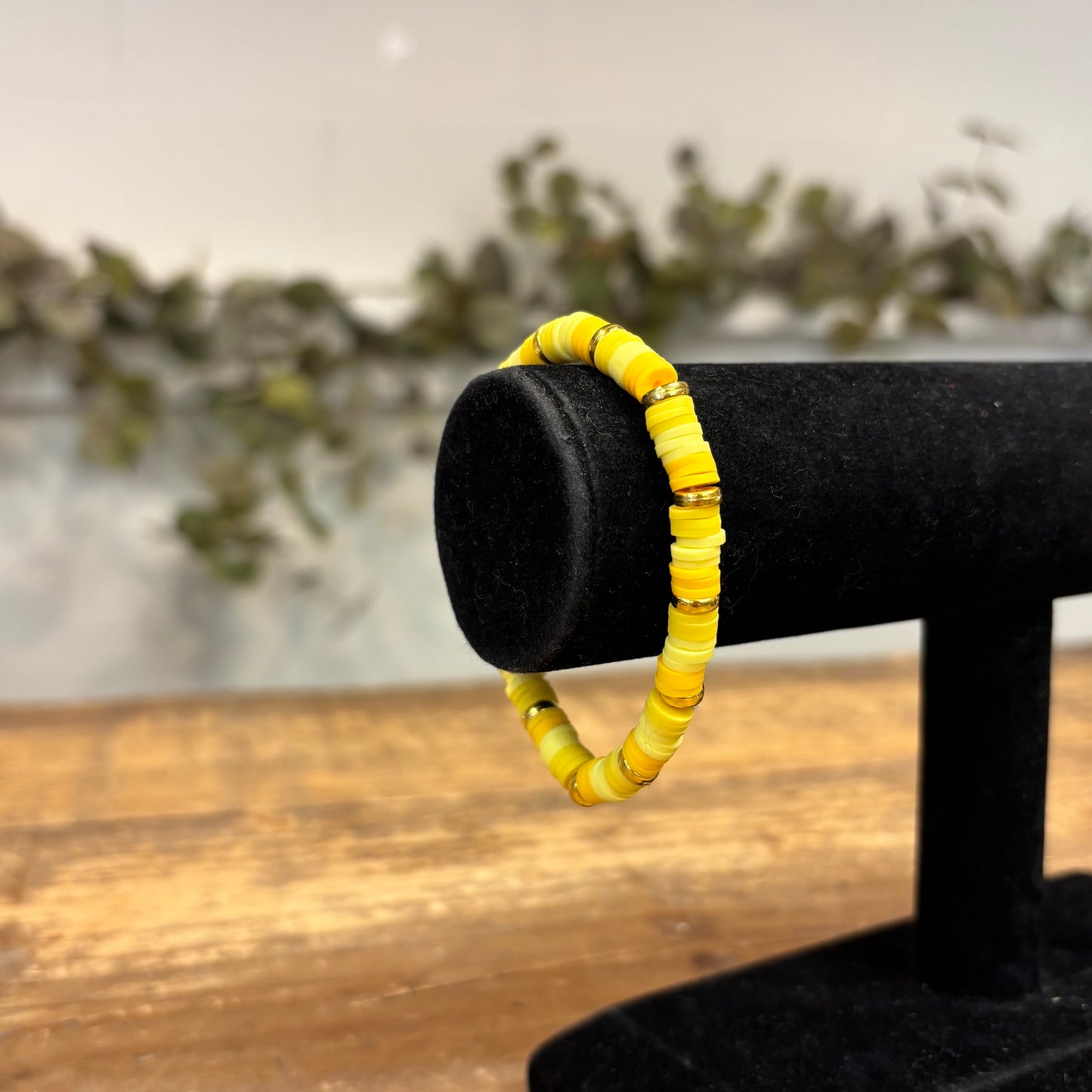 Clay Bead Bracelet - 3 Tone Yellow