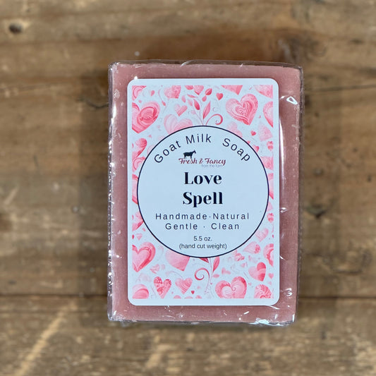 pink soap with pink hearts all over the label