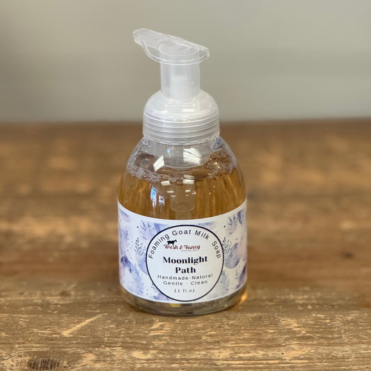 foaming hand soap with shades of purple in the label