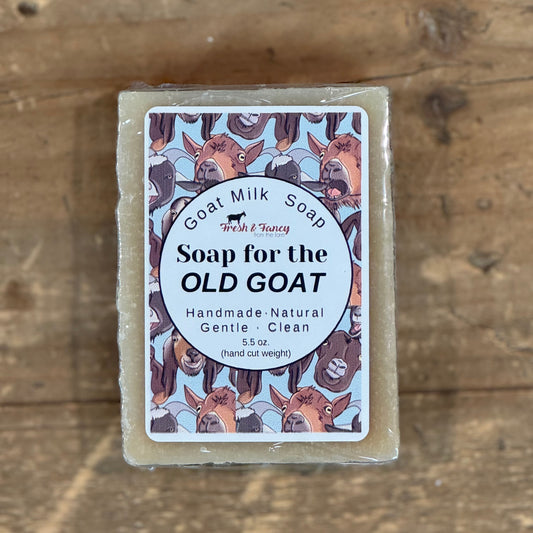 natural colored soap with pictures of goats on the label