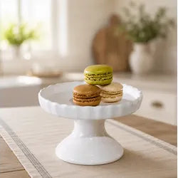White Ceramic Scalloped Pedestal - 5.5"