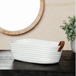 Small Fabric Basket - Ivory, 10 x 5
