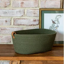 Large Fabric Basket - Olive, 12.5" x 8.5"