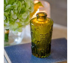 Vintage Glass Bud Vase - Olive Green, 5"