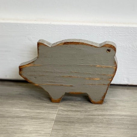 Wood Pig - Gray- Small