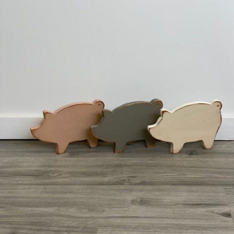 Wood Pig - Gray - Large