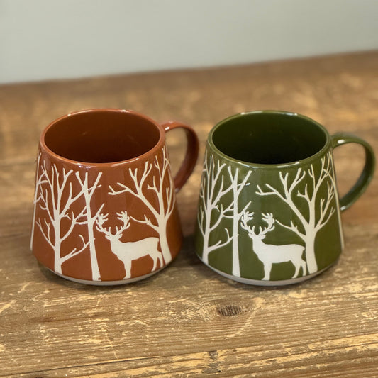 Stoneware Deer Mug, 20oz - 2 Asst Colors
