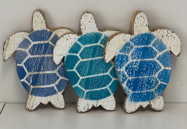 Wood Sea Turtle - Aqua