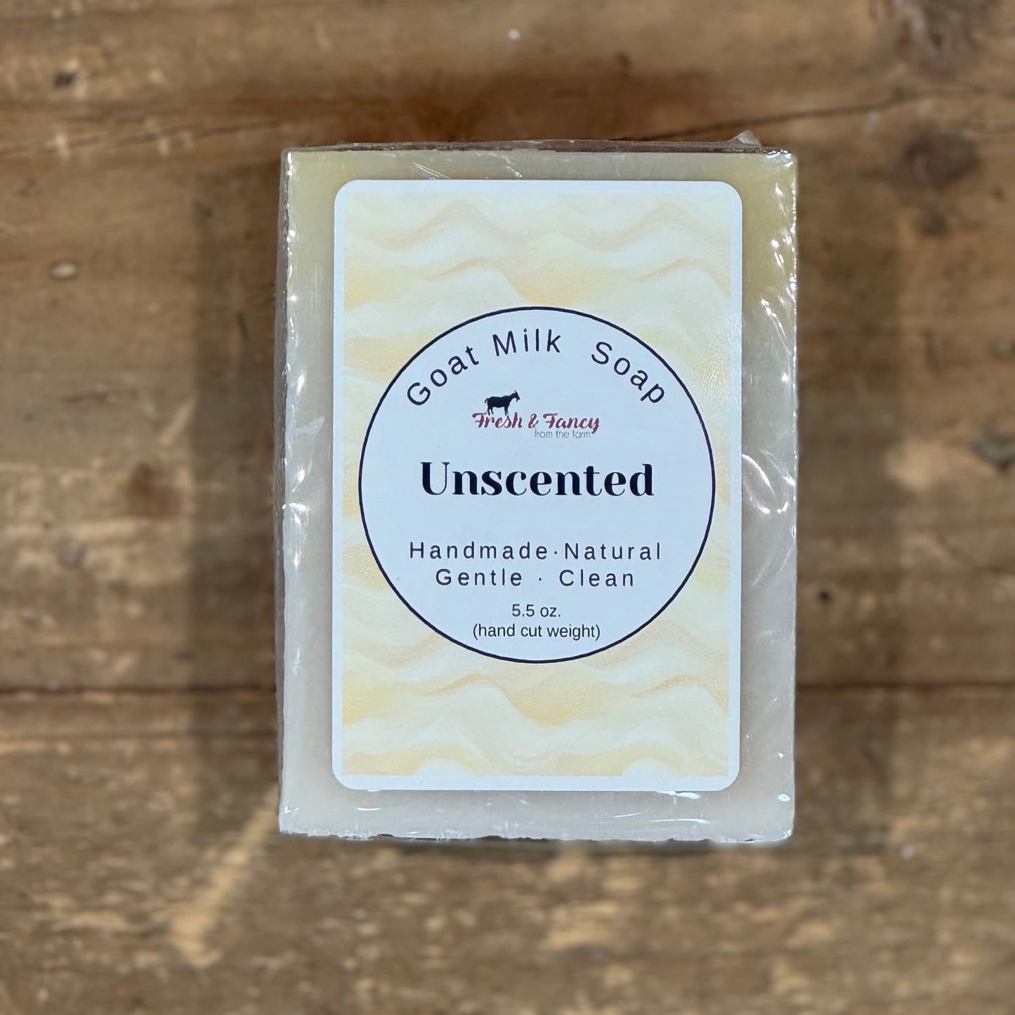 cream colored soap with a light yellow label