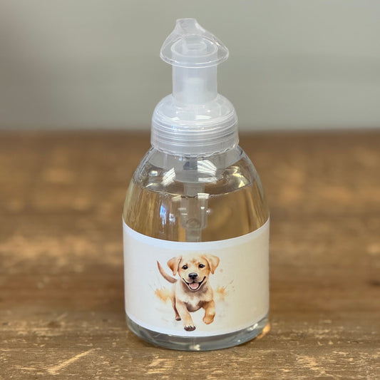 Foaming Goat Milk Soap with Puppy on Label