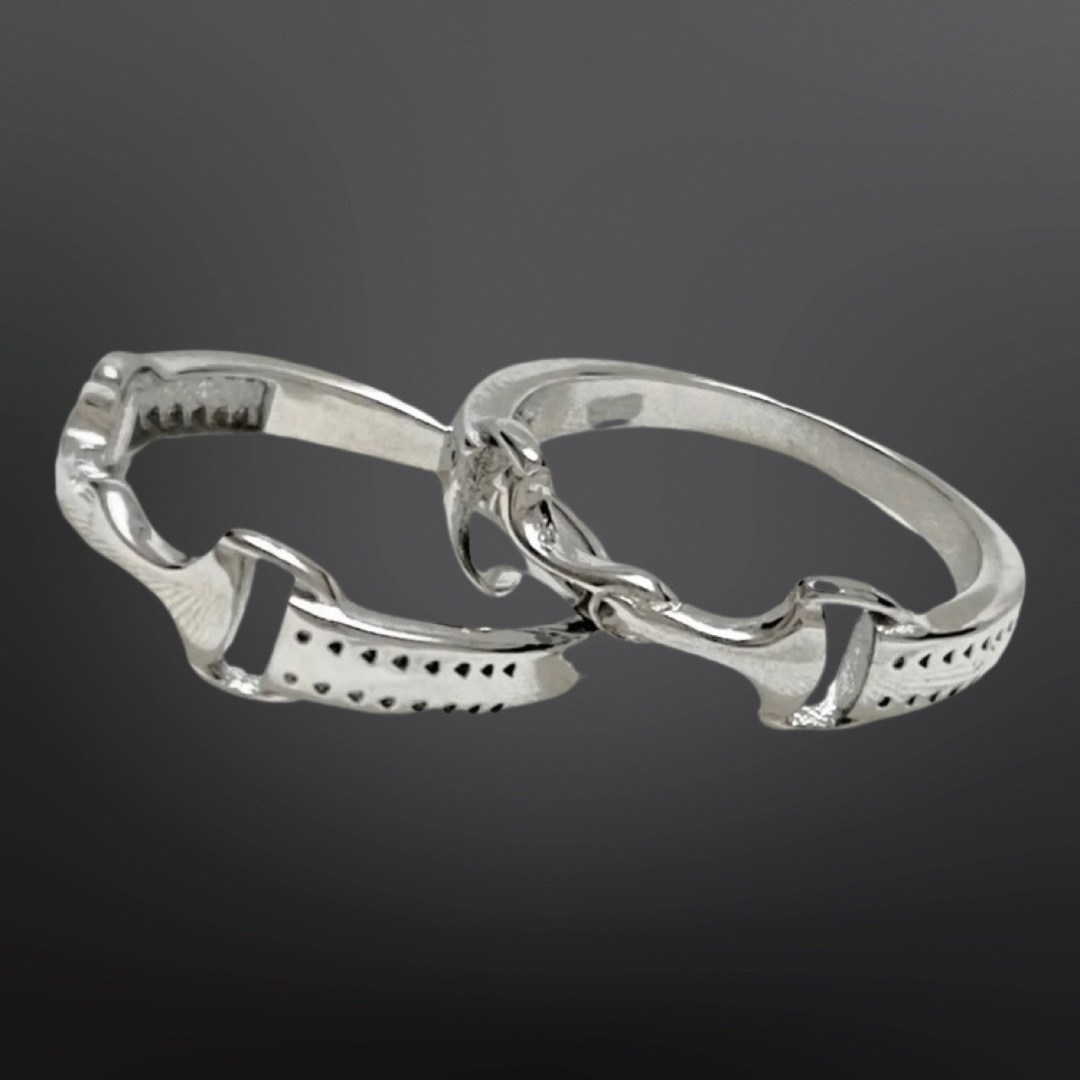 Equestrian Horse Snaffle Bit Sterling Silver Ring: 8