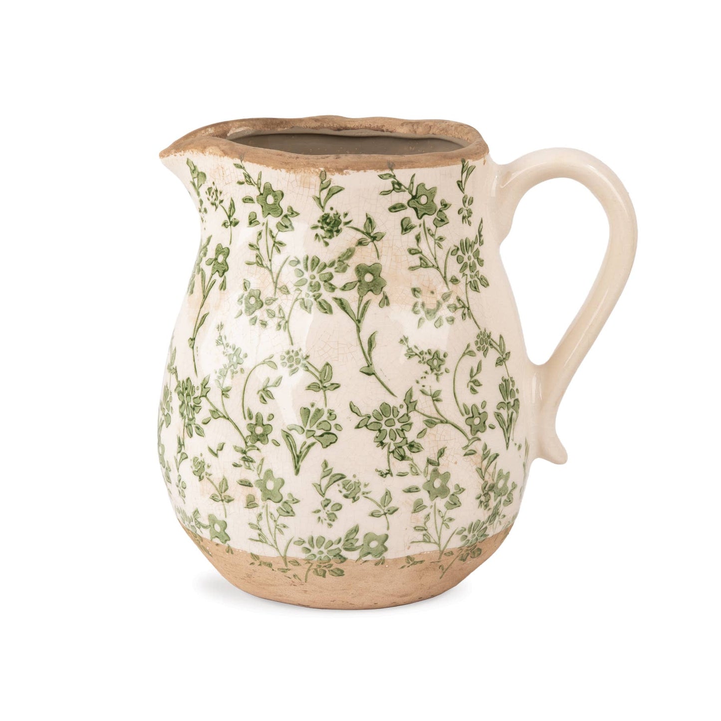 Cottage Bloom Green Floral Pitcher - 7.8"