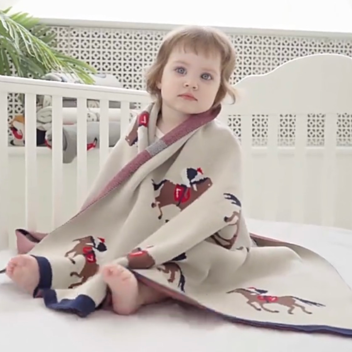 Equestrian Horse Racing Derby Jockey Cotton Baby Blanket 